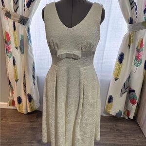 Elegant White Lace Dress with Bow